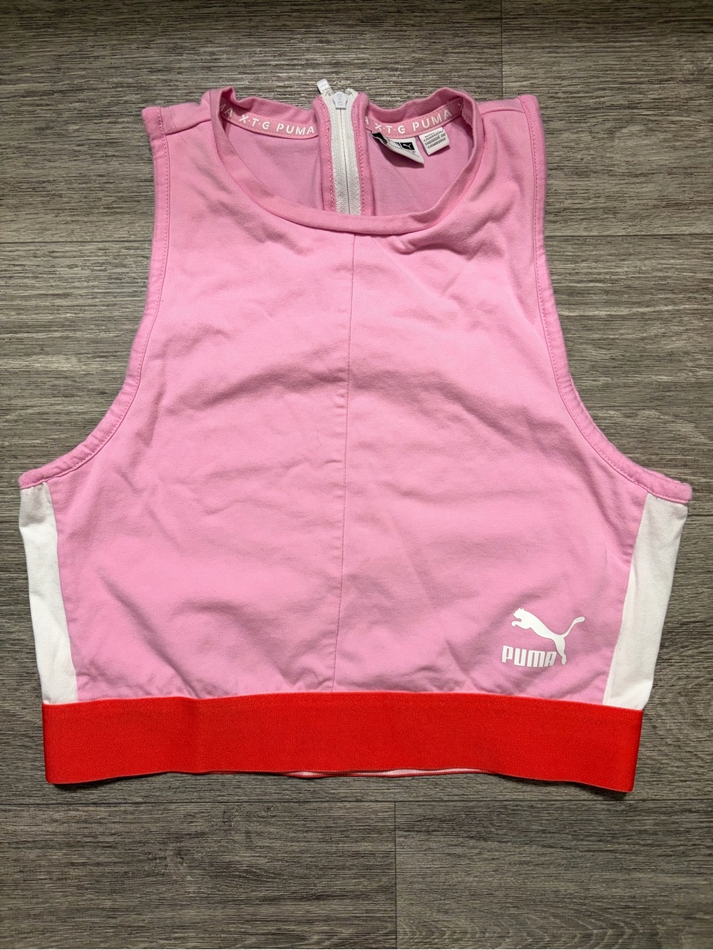 PUMA XTG Pink Cropped Athletic Tank Top Size Large